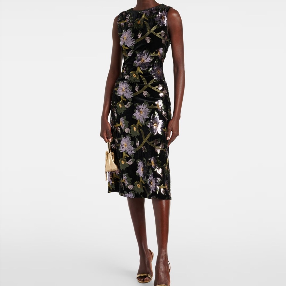 Diane Von Furstenberg Black Floral Midi Dress